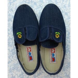 Vintage Women's Handcrafts Sunflower Embroidered Denim Slip-On Shoes Vintage